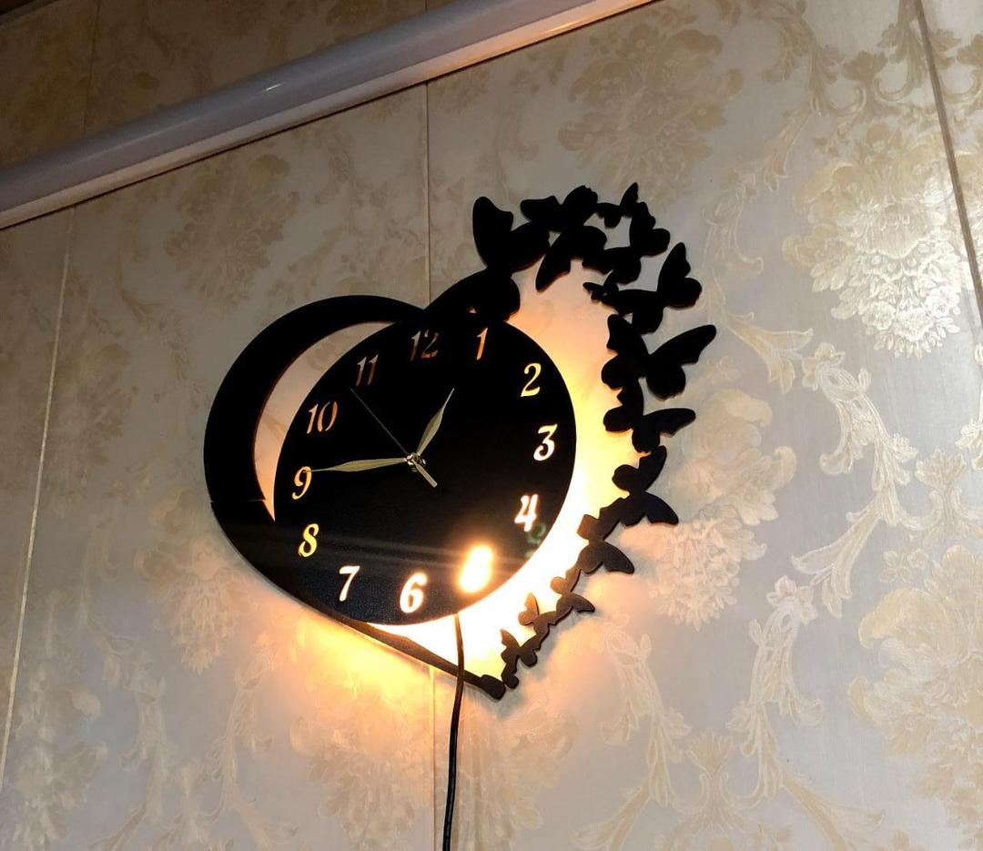 Heart & Butterfly Wall Clock Battery Operated