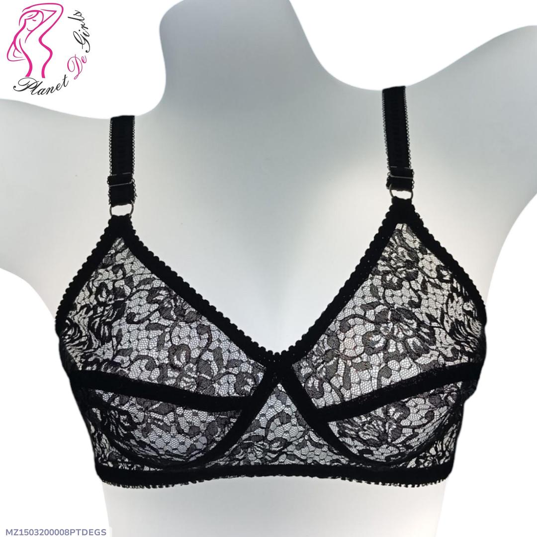 Black Lace Bra, Adjustable Straps, Breathable Net Fabric