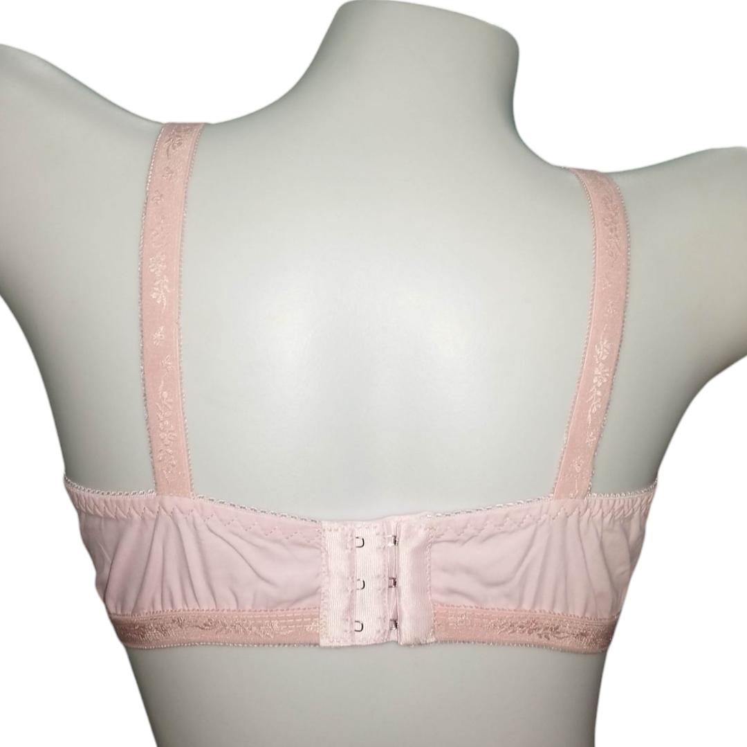 Pink Chikan Embroidered Cotton Bra for Daily Wear