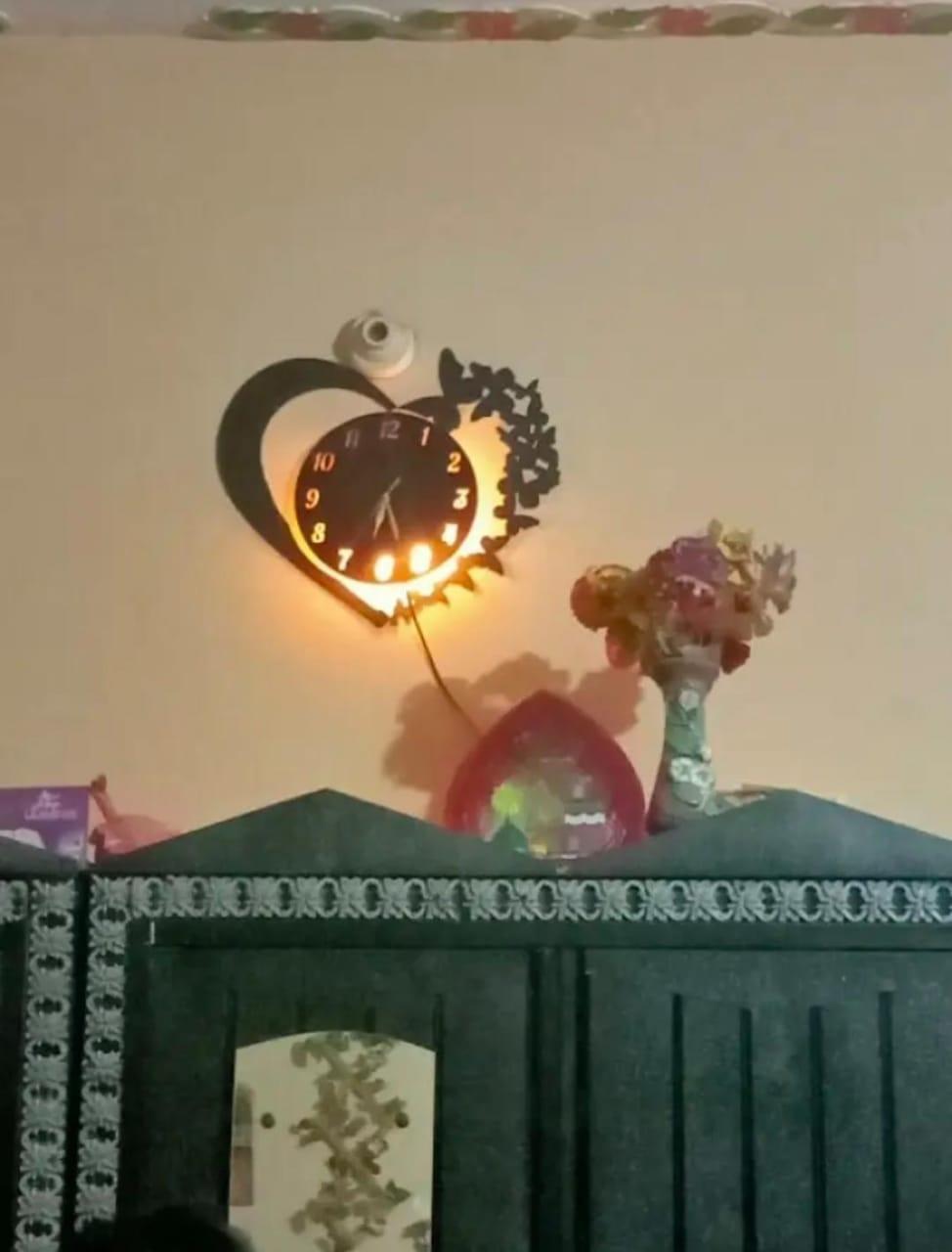 Heart & Butterfly Wall Clock Battery Operated