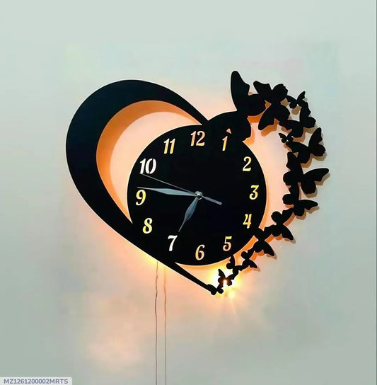 Heart & Butterfly Wall Clock Battery Operated