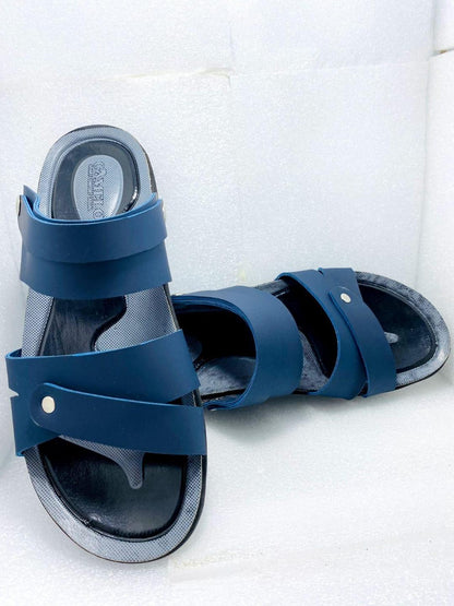 Men's Blue Synthetic Leather Casual Sandals