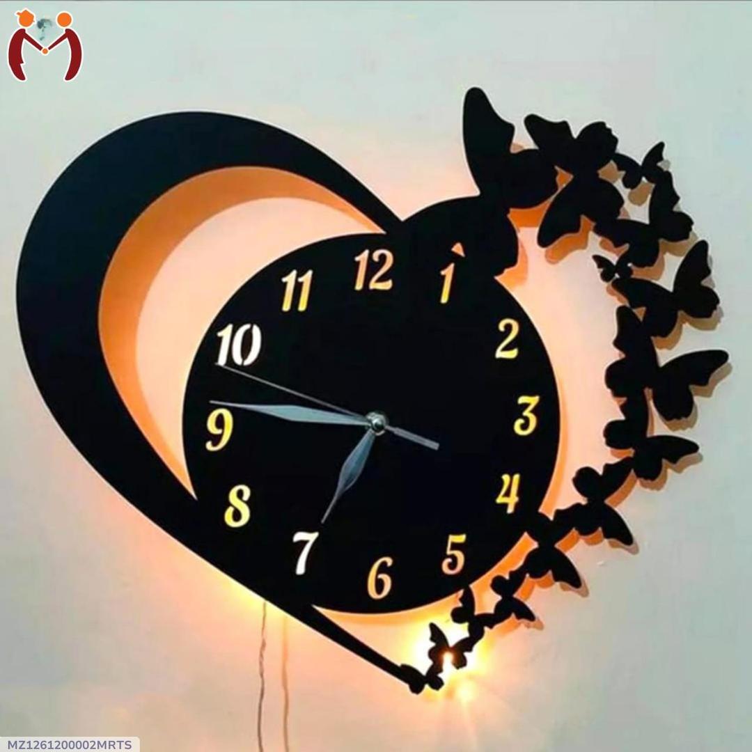 Heart & Butterfly Wall Clock Battery Operated