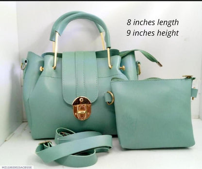 Green PU Leather Cross Body Bag Set with Pouch