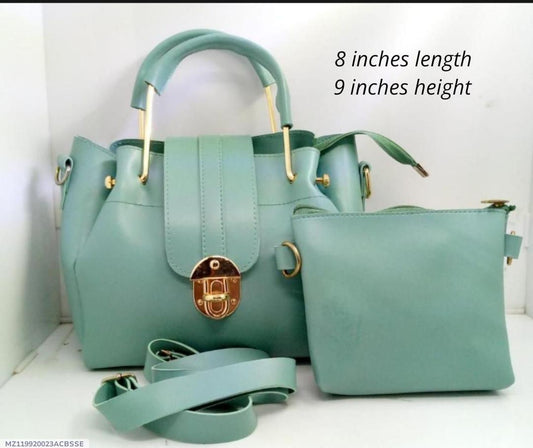 Green PU Leather Cross Body Bag Set with Pouch
