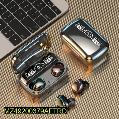 M10 Digital Display Earbuds Black ABS Sweat Resistant