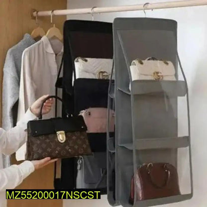 Transparent 6-Pocket Handbag Organizer for Home Closet