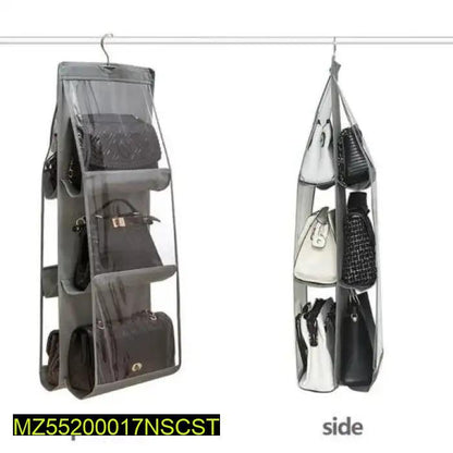 Transparent 6-Pocket Handbag Organizer for Home Closet