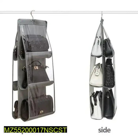 Transparent 6-Pocket Handbag Organizer for Home Closet