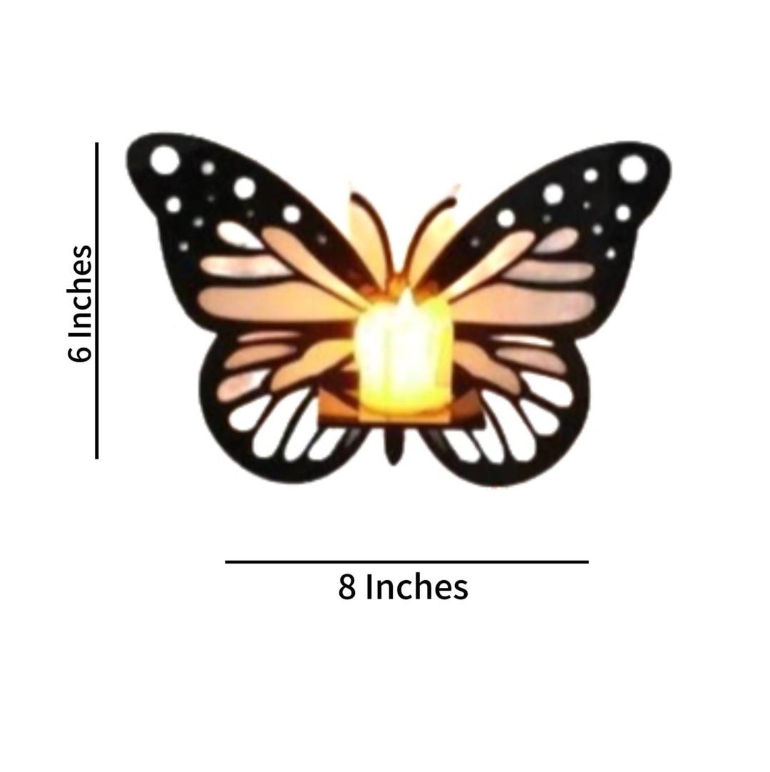 Butterfly Walls Shelves Set of 3 Black MDF Decorative Lighting