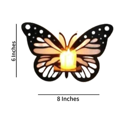 Butterfly Walls Shelves Set of 3 Black MDF Decorative Lighting