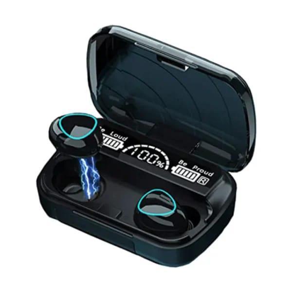M10 Digital Display Earbuds Black ABS Sweat Resistant
