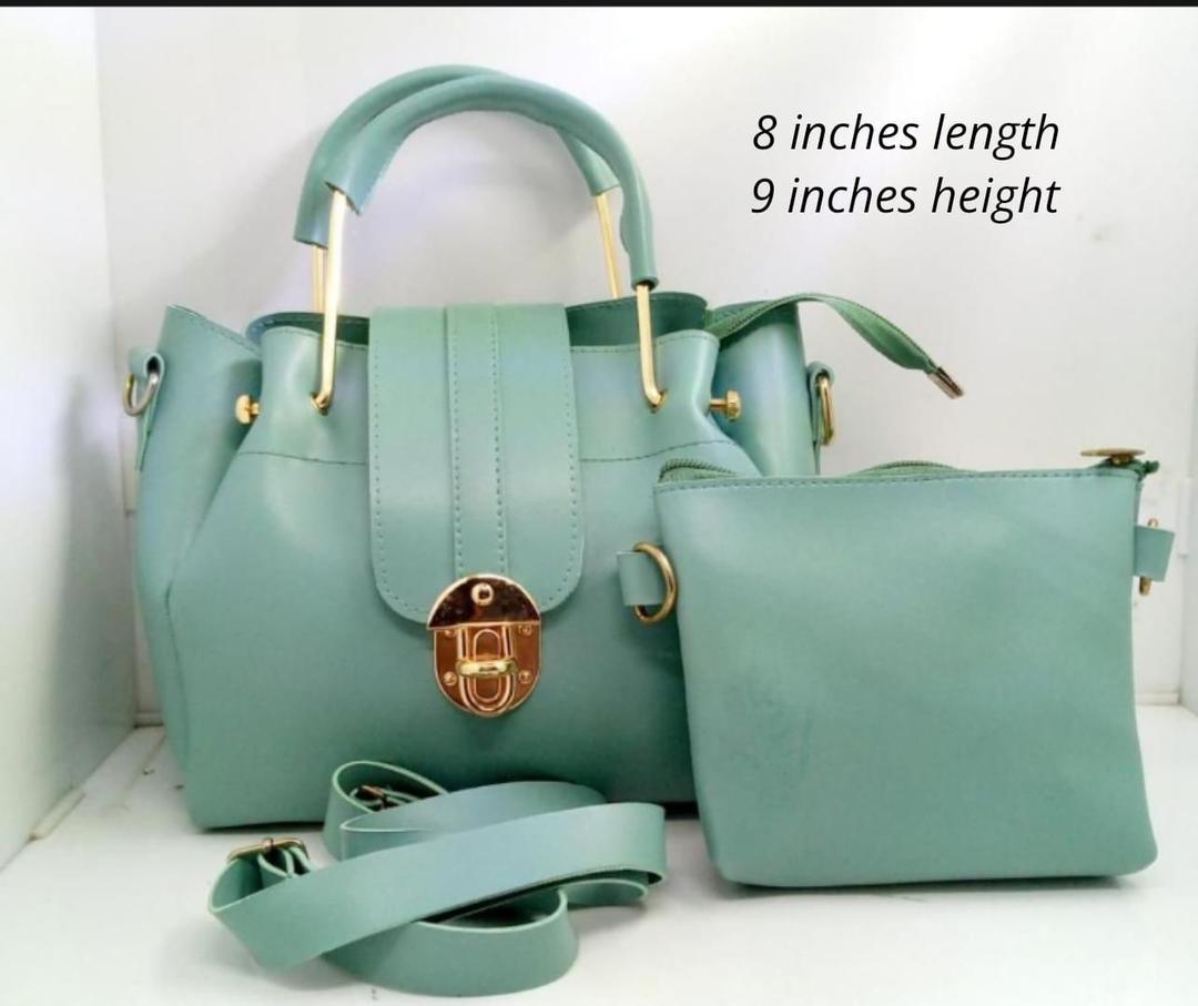 Green PU Leather Cross Body Bag Set with Pouch