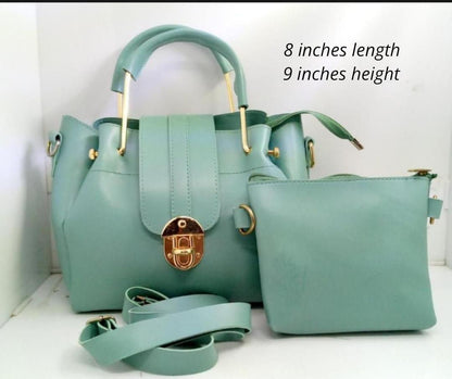 Green PU Leather Cross Body Bag Set with Pouch