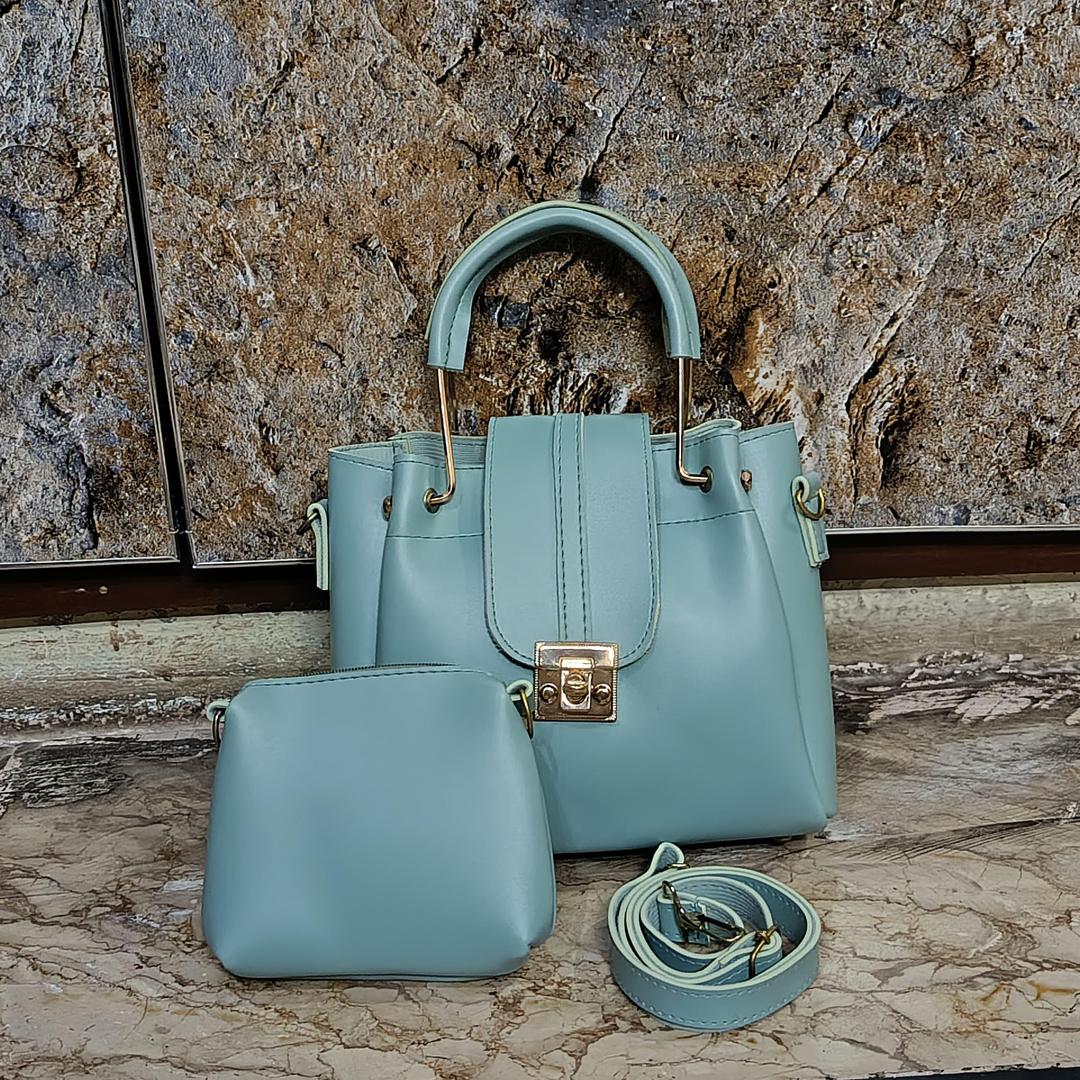 Green PU Leather Cross Body Bag Set with Pouch
