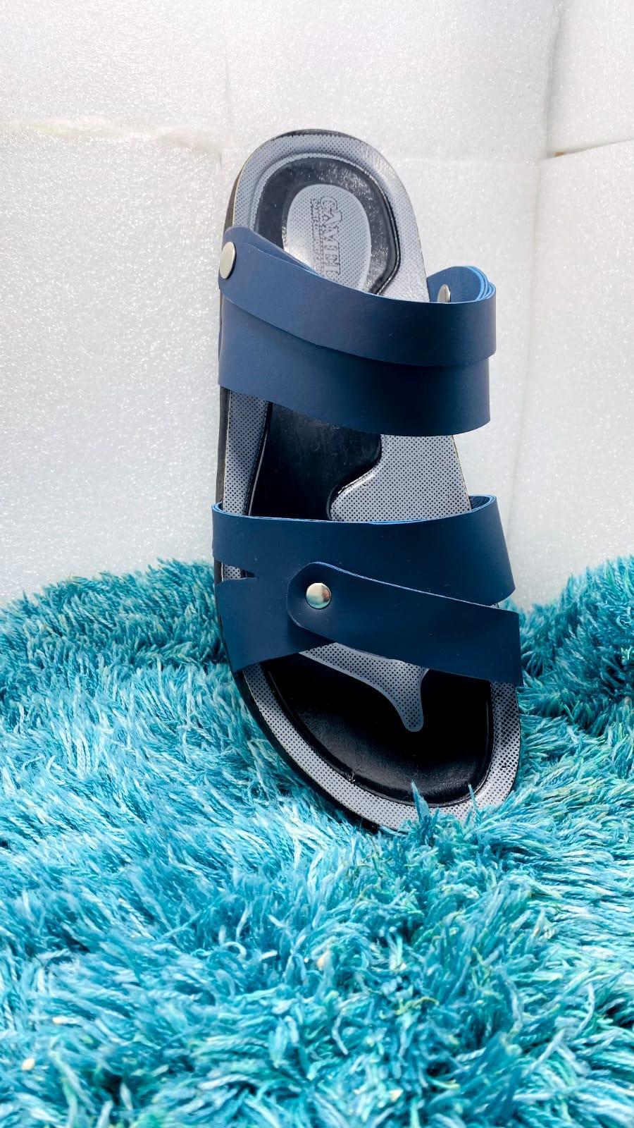 Men's Blue Synthetic Leather Casual Sandals