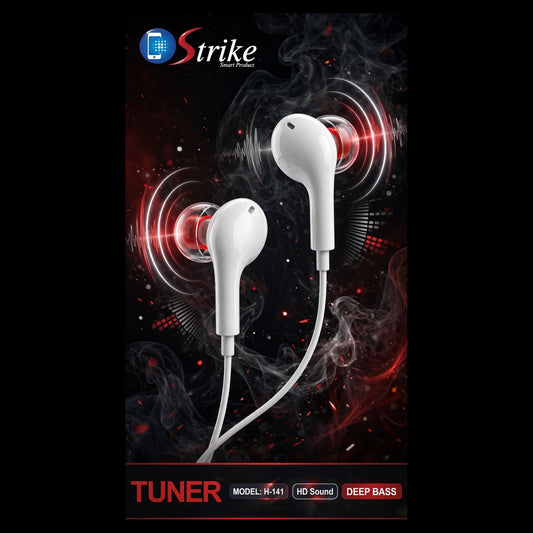 Strike Tuner H-141 Tuner - HD Sound & Deep Bass Wired Earphones